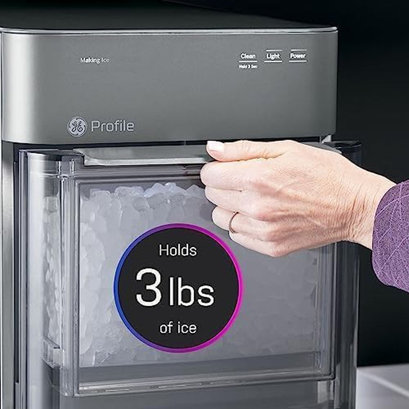 GE  Opal 2.0 XL with 1 Gallon Tank, Chewable Crunchable Countertop Nugget Ice Maker, Scoop Included, 38 Lbs in 24 Hours, Pellet Ice Machine with Wifi & Smart Connected, Stainless Steel