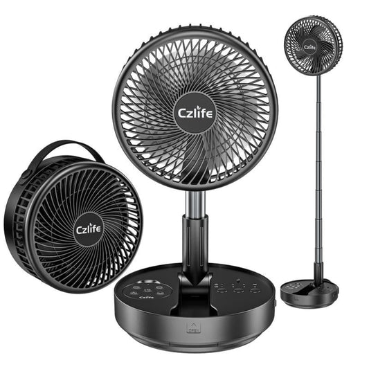 Czlife F9 Portable Fan, 10000Mah Rechargeable Battery Powered Travel Fan for Sleeping Camping Bedroom Outdoor, Cordless Floor Desk Fan, Oscillating Folding USB Fan with Remote,New Arrival, 4 Speed, Timer, 7.7"