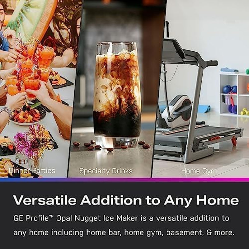 GE  Opal 2.0 XL with 1 Gallon Tank, Chewable Crunchable Countertop Nugget Ice Maker, Scoop Included, 38 Lbs in 24 Hours, Pellet Ice Machine with Wifi & Smart Connected, Stainless Steel