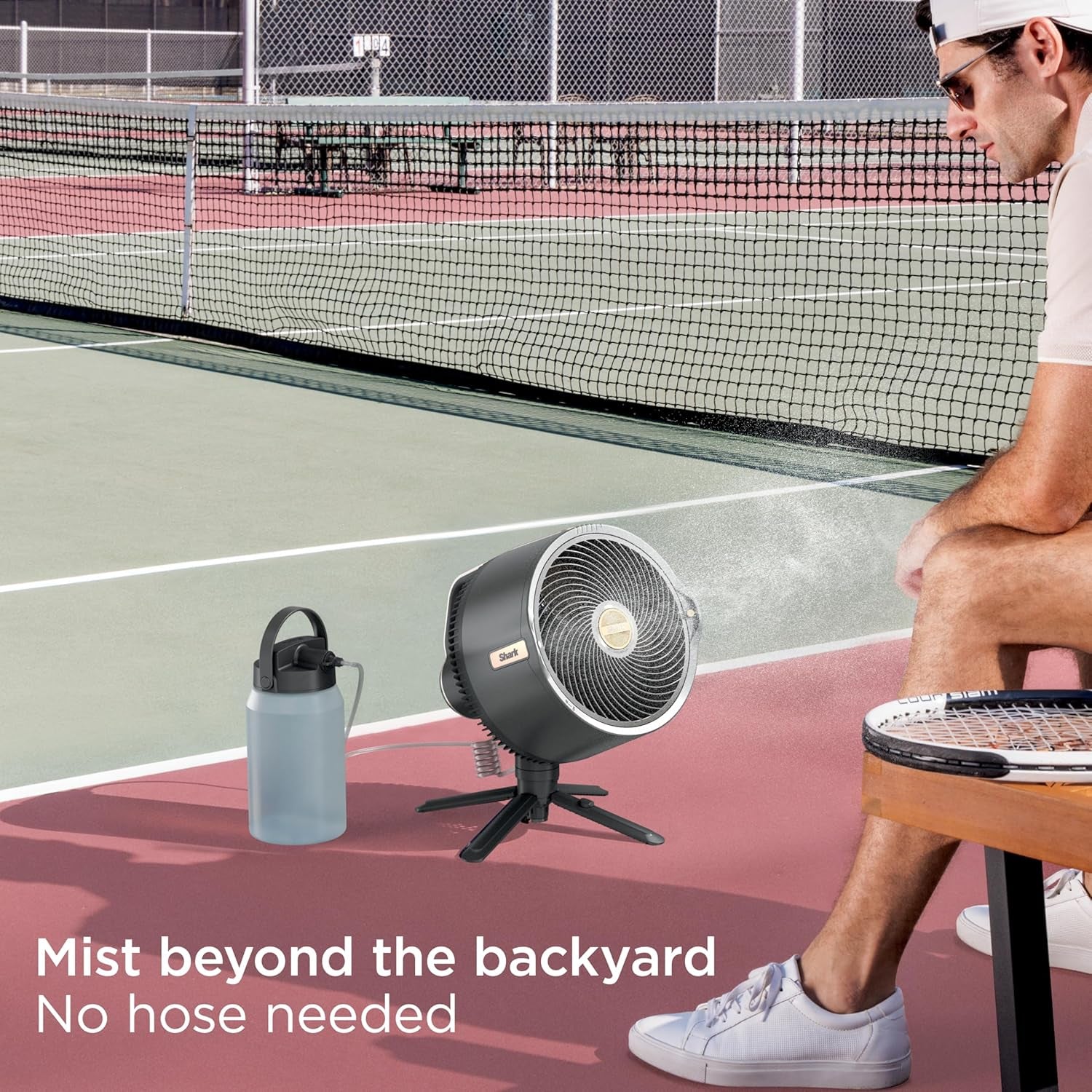Flexbreeze Pro Mist Fan — Indoor & Outdoor, Integrated Misting, Pedestal to Tabletop, Corded or Cordless, up to 24-Hr Battery, Oscillating, Charcoal Grey, FA302 (2025 Release)