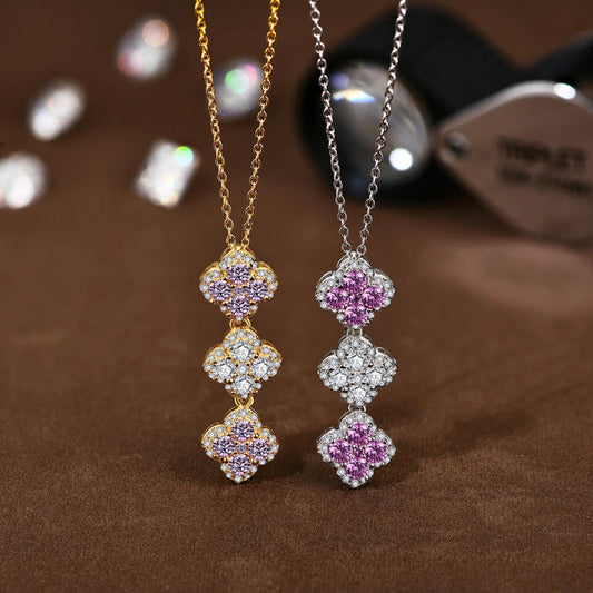 Elegant moissanite pendant necklace in 925 sterling silver, perfect Christmas jewelry gift