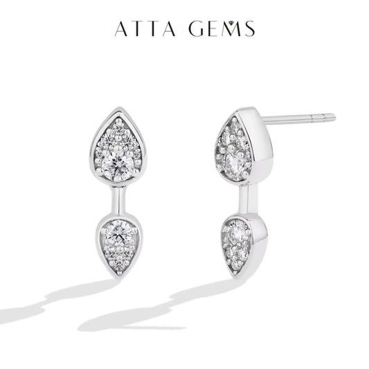 Elegant teardrop stud earrings with sparkling moissanite diamonds in 925 sterling silver