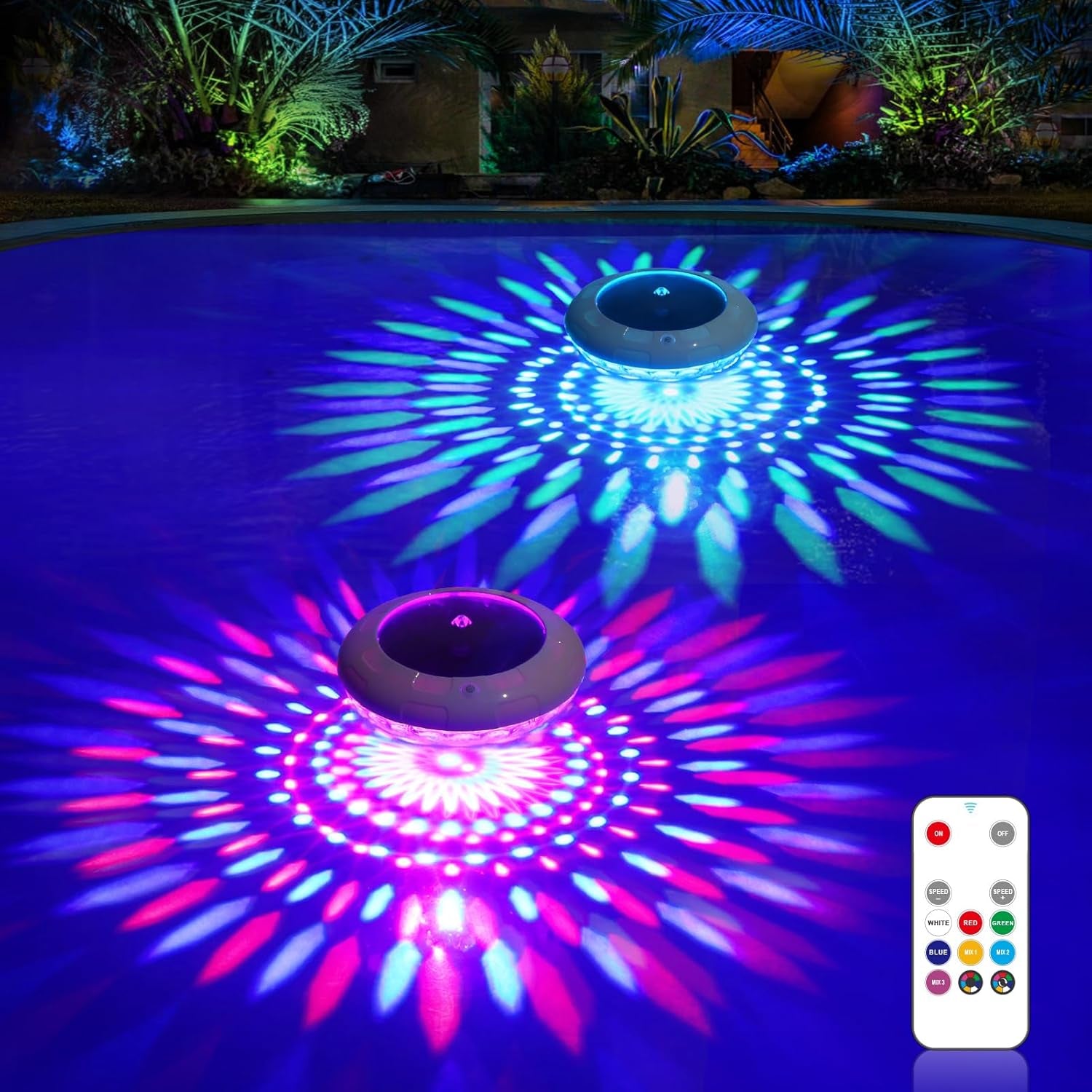 Floating Solar LED Pool Lights – RGB Color Changing, Remote