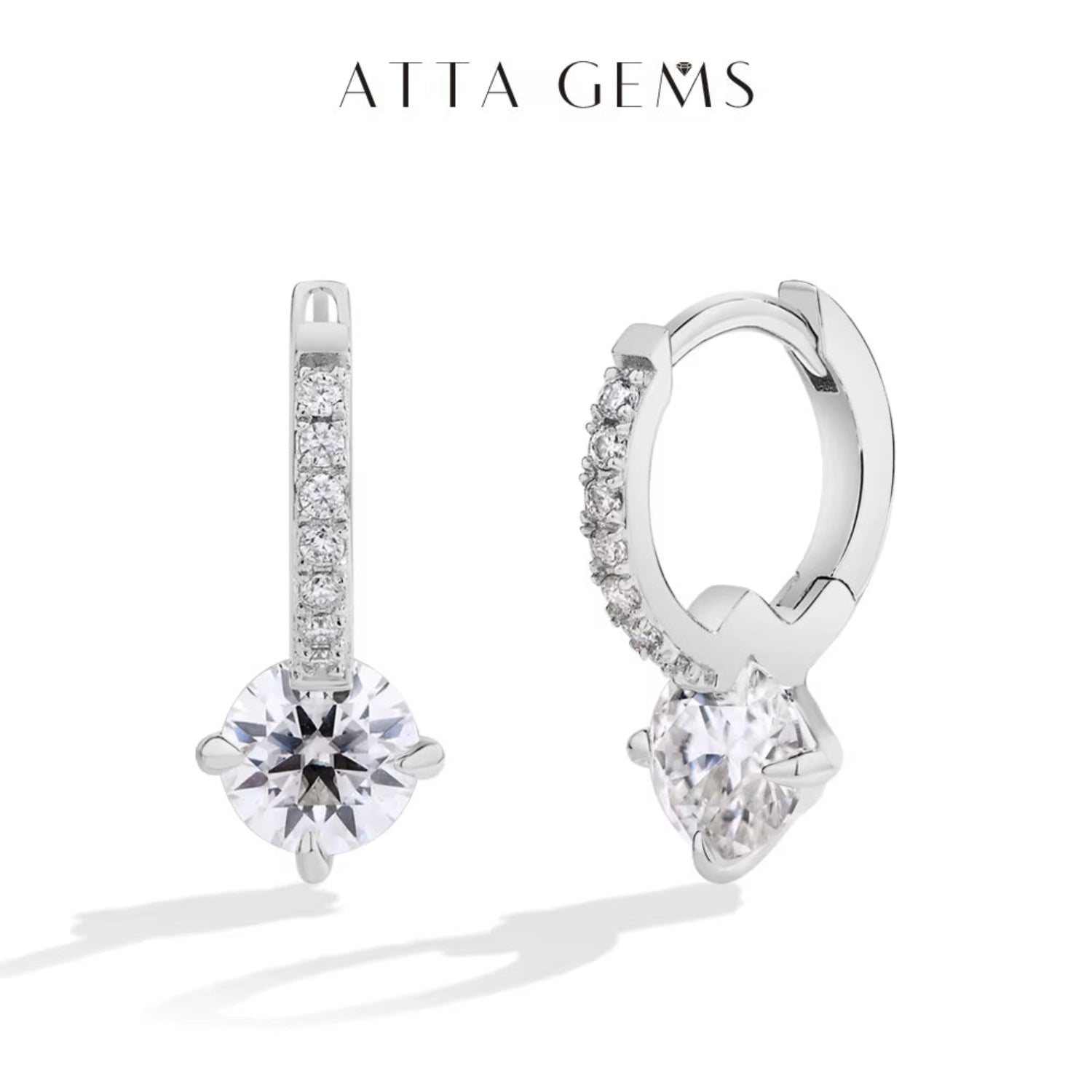 Moissanite earrings sterling silver gold plated