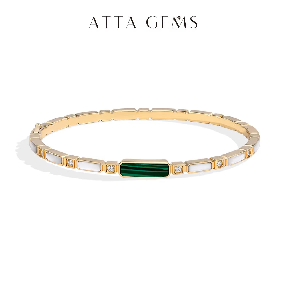 Moissanite malachite bracelet USA jewelry shop