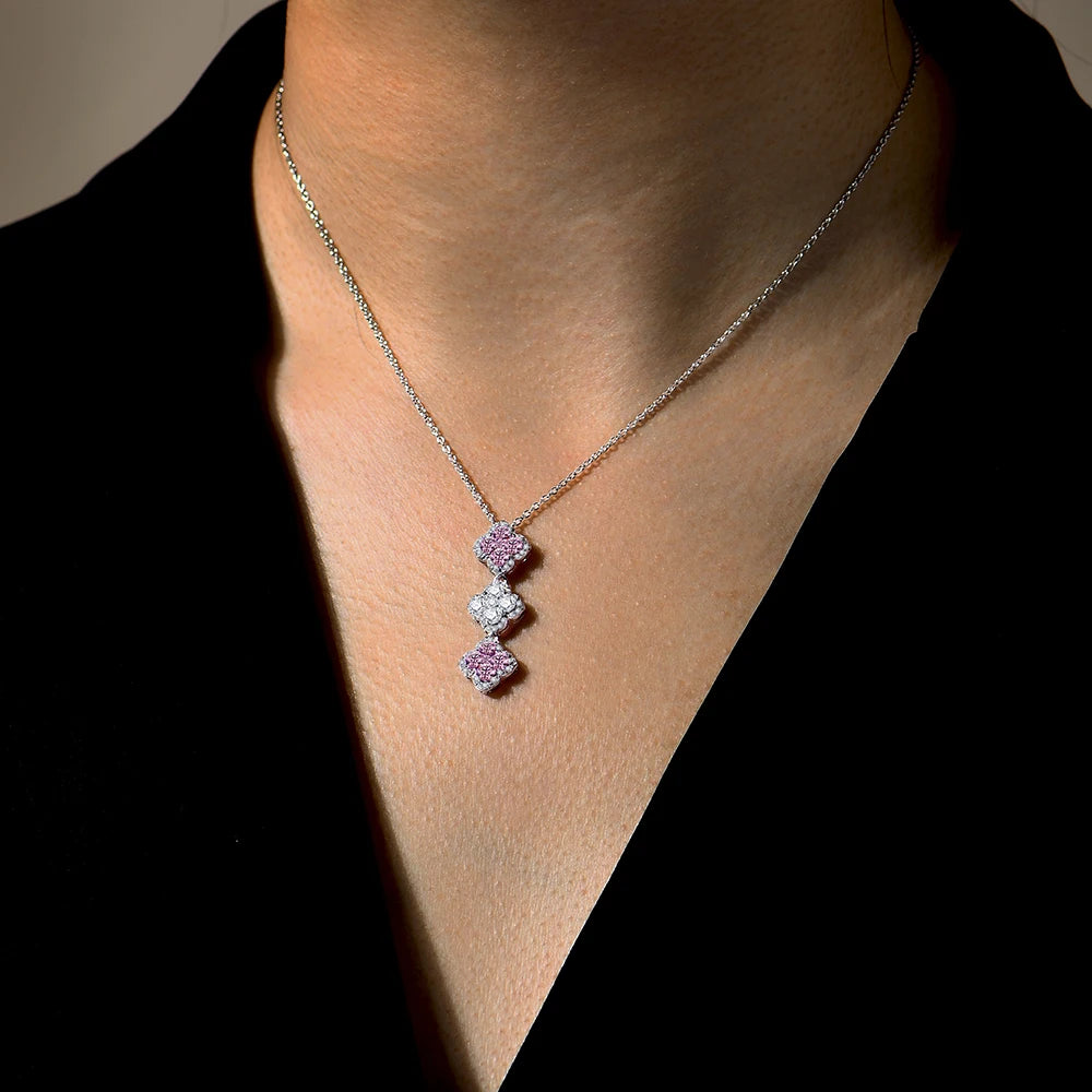 Moissanite pendant necklace packaged in velvet jewelry bag, ideal for Christmas gift