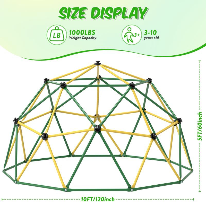 Bearbro 10Ft Climbing Frame Swing Set with Saucer Swing,Included Hammock(Blue and Green Not Included), Jungle Gym for Kids Outdoor Backyard, Supports 800Lbs, Easy Asssembly, Rust-Resistant