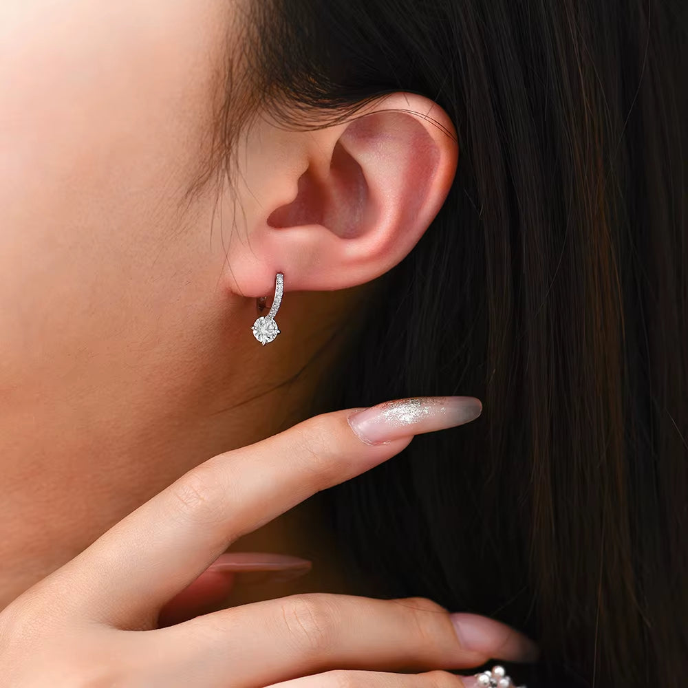 Full Moissanite Diamond Earring S925 Sterling Silver Gold Plated 4-Claws Eardrop for Women Wedding Jewelry High Quality