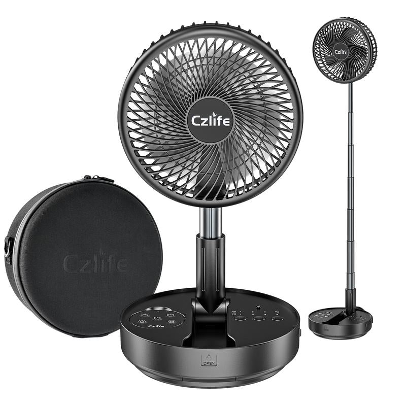 Czlife F9 Portable Fan, 10000Mah Rechargeable Battery Powered Travel Fan for Sleeping Camping Bedroom Outdoor, Cordless Floor Desk Fan, Oscillating Folding USB Fan with Remote,New Arrival, 4 Speed, Timer, 7.7"