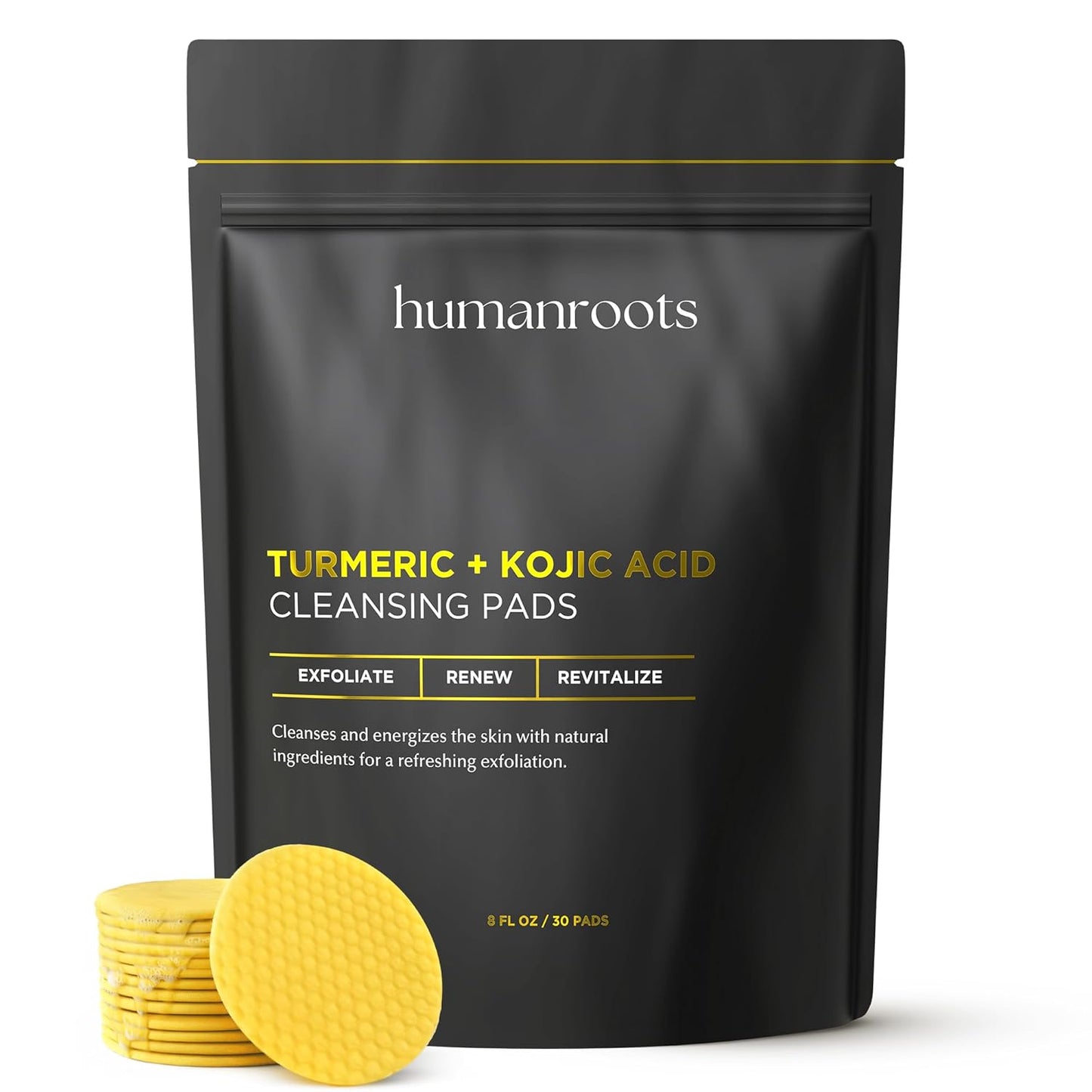 Turmeric Kojic Acid Cleansing Pads - Turmeric Face Scrub Pads with Vitamin C (30 Pads), Kojic Acid and Turmeric Cleansing Pads for Exfoliation - Made with Vitamin B5