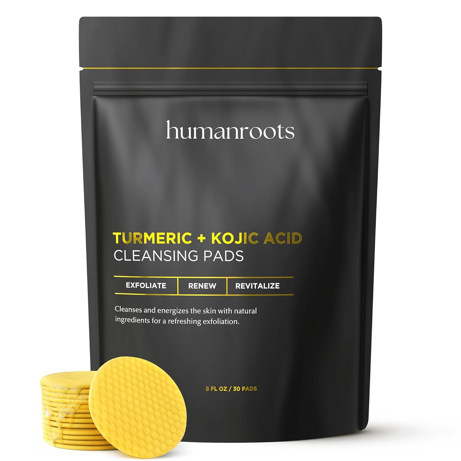 Turmeric Kojic Acid Cleansing Pads - Turmeric Face Scrub Pads with Vitamin C (30 Pads), Kojic Acid and Turmeric Cleansing Pads for Exfoliation - Made with Vitamin B5