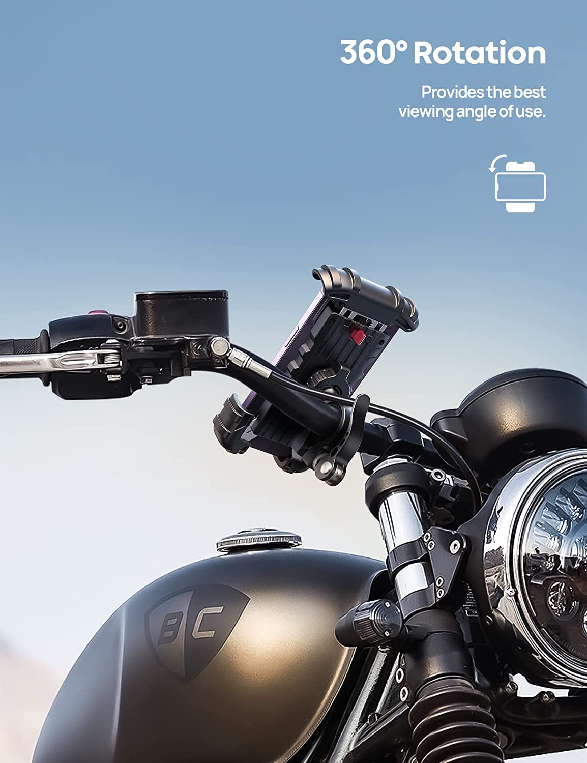 Bike Phone Holder, Motorcycle Mount - Motorcycle Phone Holder, Handlebar Cell Phone Clamp, Scooter Phone Clip for Iphone 16 Pro Max/Plus, 15 Pro Max, S10, S20, More 4.7" to 6.8" Smartphones
