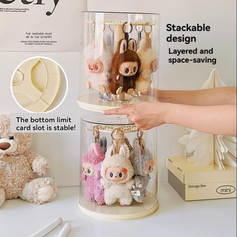 360° Rotatable Acrylic Display Box, 1 Count Large Capacity Display Box with Lid, Home Organizer for Dolls, Jewelry, Pendants, Home Supplies