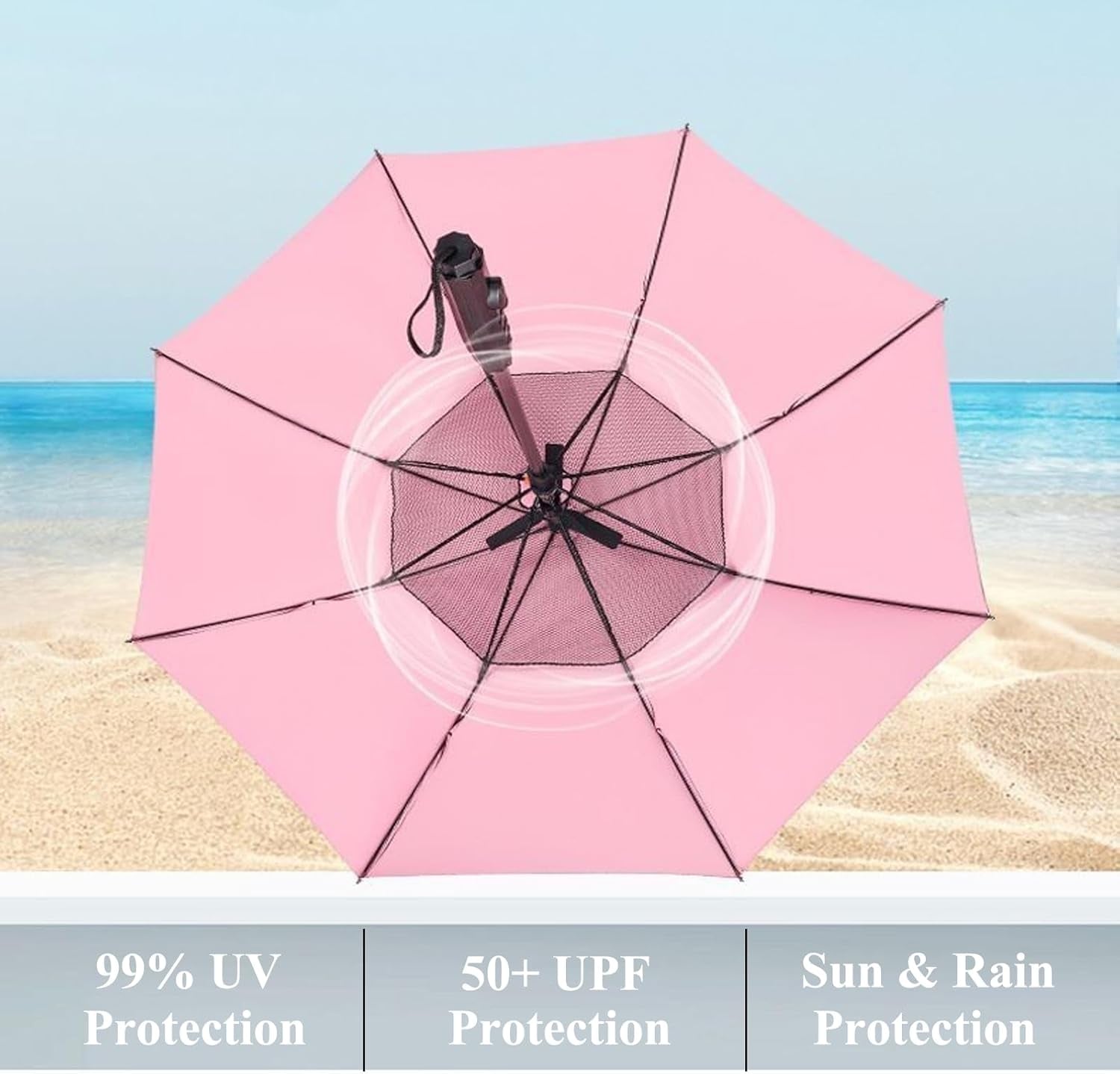 Umbrella with Fan and Mist Spray, 2025 Upgraded UV Blocking Umbrella with Fan and Mister for Summer Outdoor Activities