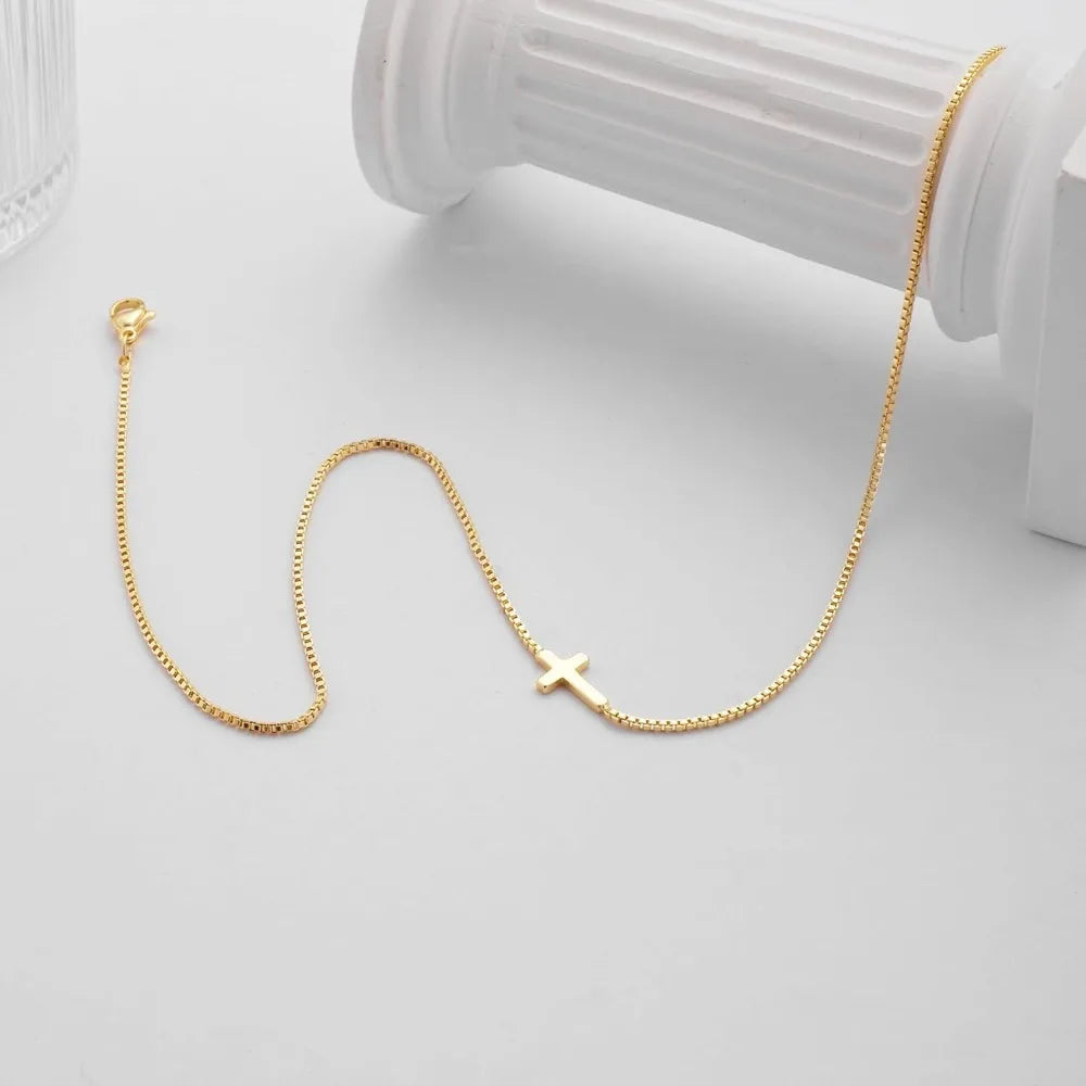 Cross Necklace for Women 14K Gold Silver Plated Dainty Small Cross Pendant Choker Simple Trendy Cute Cross Charm Chain Necklace