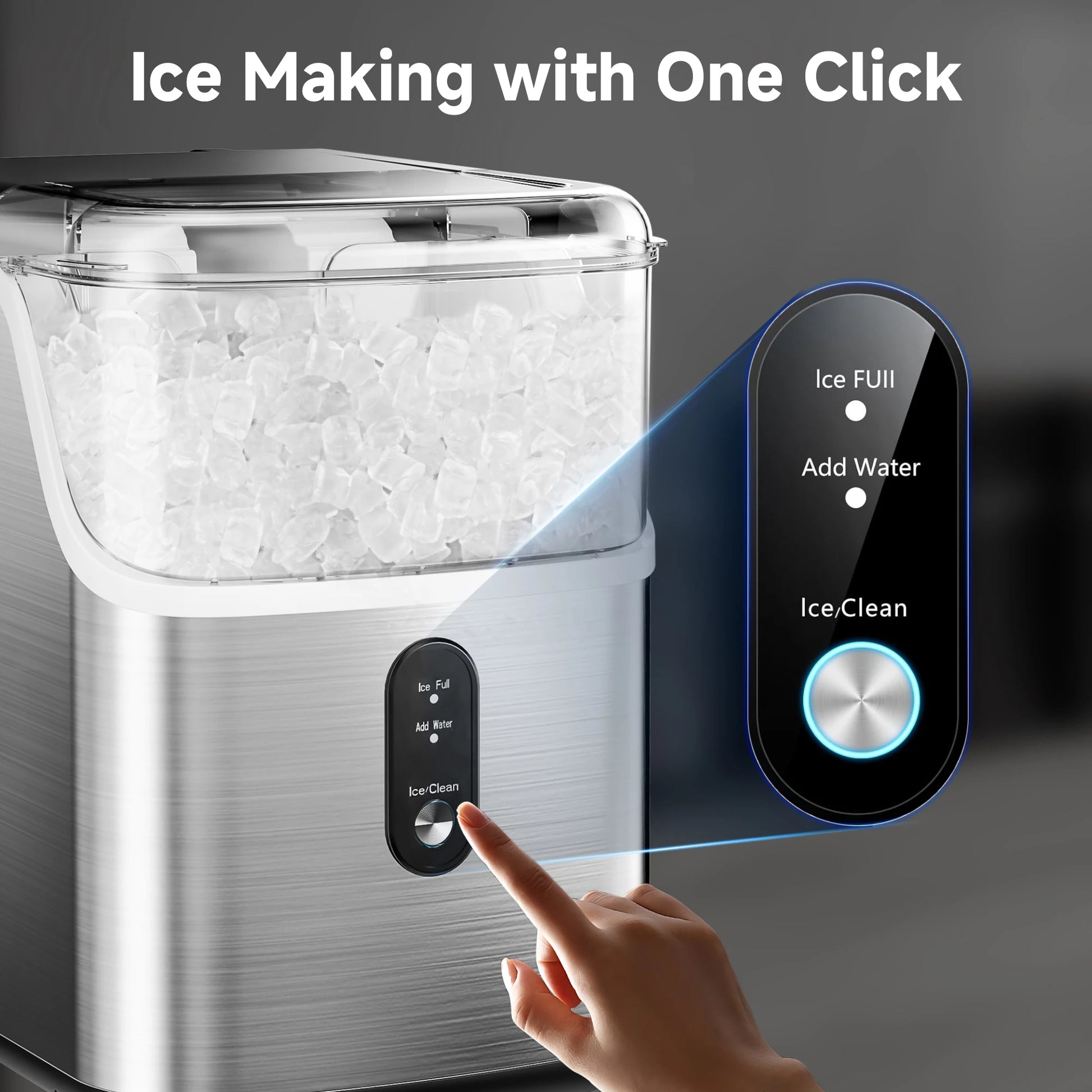 Nugget Ice Maker with Basket and Scoop,35Lbs/24Hour Soft Ice, Self-Cleaning, Portable Ice Maker for Home,Kitchen,Office