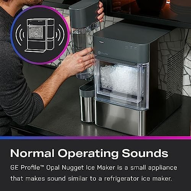 GE  Opal 2.0 XL with 1 Gallon Tank, Chewable Crunchable Countertop Nugget Ice Maker, Scoop Included, 38 Lbs in 24 Hours, Pellet Ice Machine with Wifi & Smart Connected, Stainless Steel