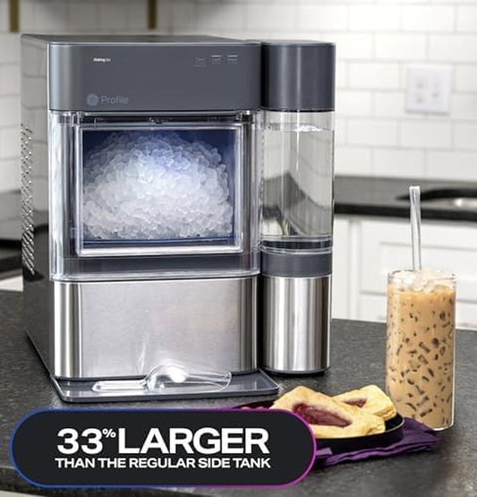 GE  Opal 2.0 XL with 1 Gallon Tank, Chewable Crunchable Countertop Nugget Ice Maker, Scoop Included, 38 Lbs in 24 Hours, Pellet Ice Machine with Wifi & Smart Connected, Stainless Steel