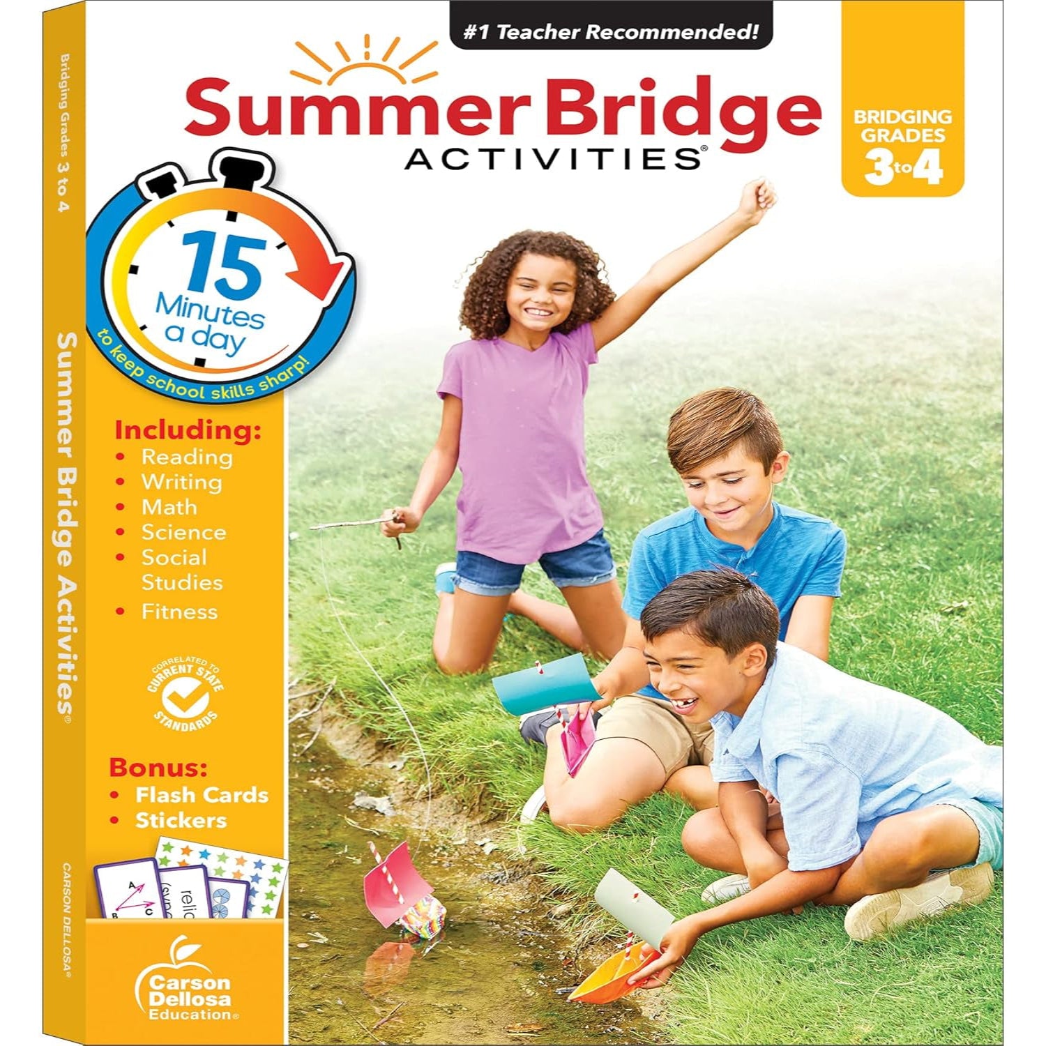 Summer Bridge Activities 3Rd to 4Th Grade Workbook, Activity Book with Math, Reading Comprehension, Science, Fitness, Social Studies, Writing Practice, and Flash Cards