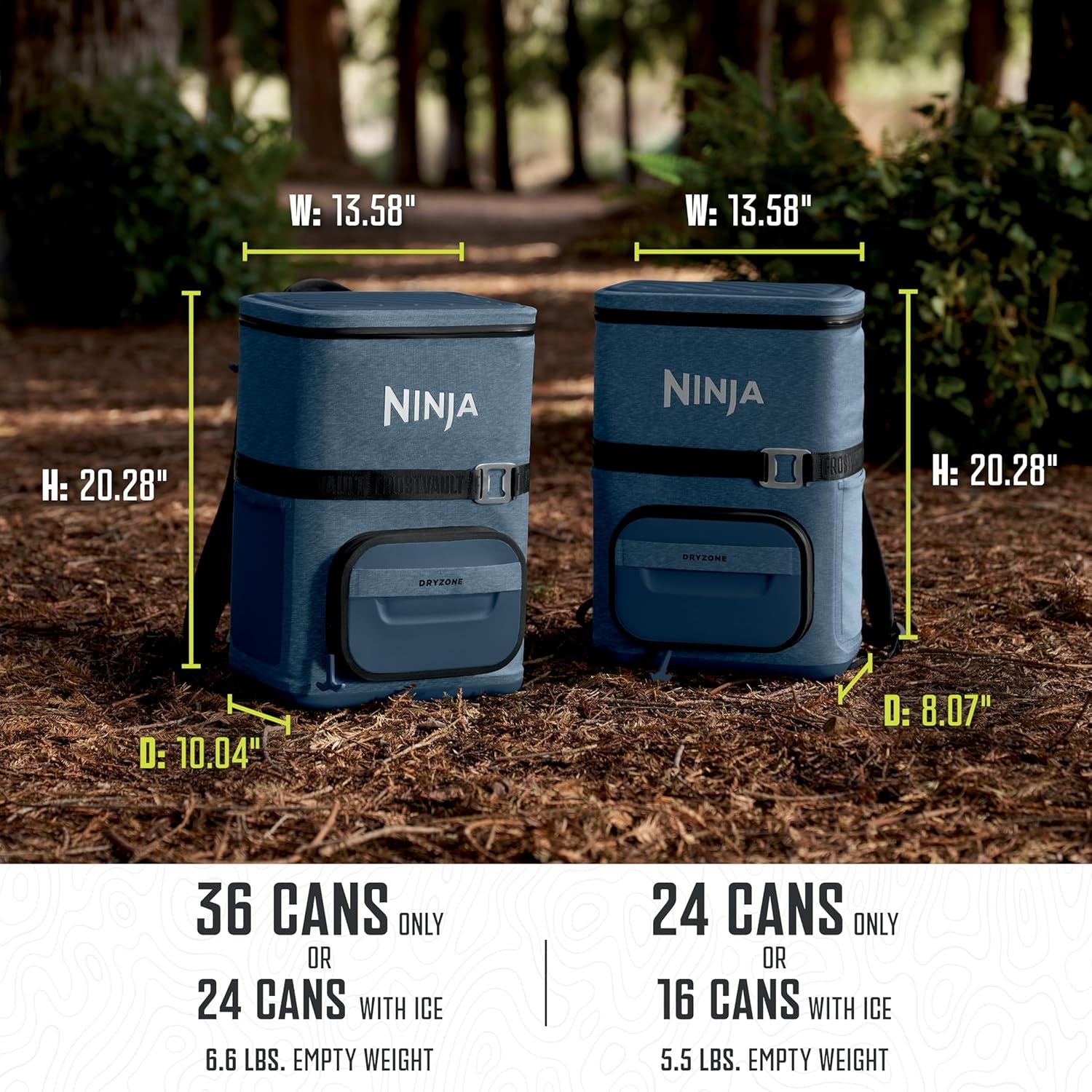| Backpack Cooler | Frostvault Go Can Soft Cooler | Leakproof Zipper with Built in Can Opener, 2 Ice Packs & Dry Storage Drawer | for Hiking, Camping & More | 24/36 Can