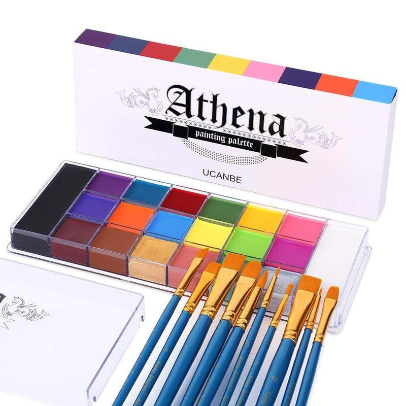 UCANBE Athena Face and Body Oil Paint Palette, Professional and Safe Skin-Friendly Non-Toxic Tattoo Halloween Special Effects Cosplay Makeup Kit for Kids and Adults