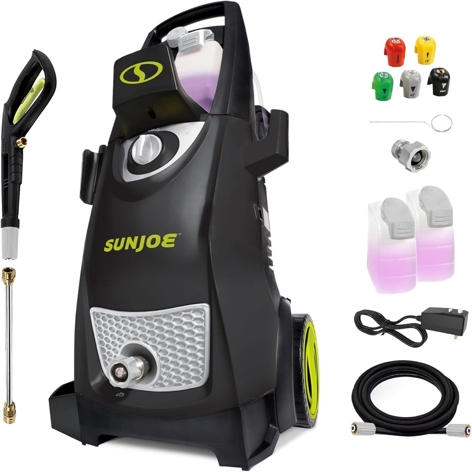 Car washing pressure washer with 2030 PSI power and dual detergent tanks