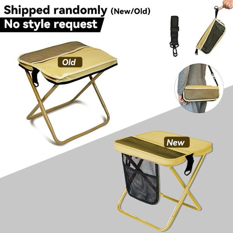 Portable Outdoor Folding Chair with Shoulder Strap, 1.5 Lbs Ultra Light, Max Load Capacity 500Lbs, Two Side Pockets & Velcro Storage, for Queuing, Fishing, Hiking Tours, BBQ, Parties, Elderly, Camping Equipment, Camping Supplies, Camping Chairs