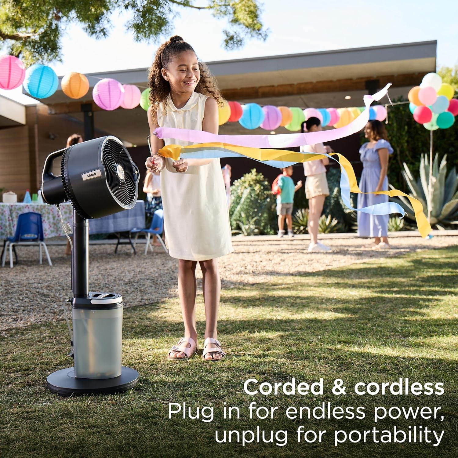 Flexbreeze Pro Mist Fan — Indoor & Outdoor, Integrated Misting, Pedestal to Tabletop, Corded or Cordless, up to 24-Hr Battery, Oscillating, Charcoal Grey, FA302 (2025 Release)
