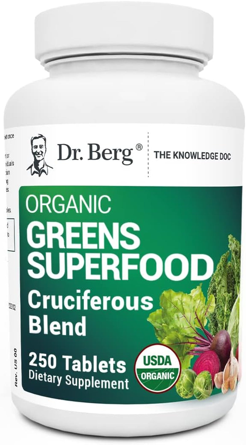 Dr. Berg'S Greens Superfood Cruciferous Vegetable Tablets - Vegetable Supplements for Adults W/ 11 Phytonutrient Super Greens - Energy, Immune System & Liver Veggie Tablets - 90 Tablet