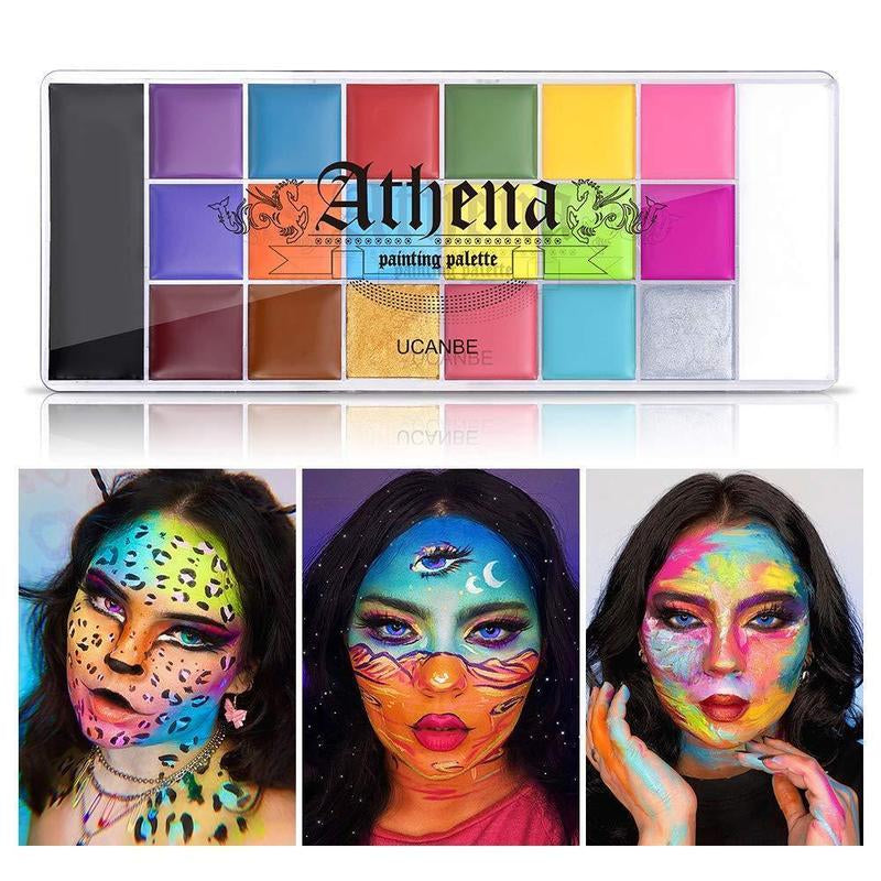 UCANBE Athena Face and Body Oil Paint Palette, Professional and Safe Skin-Friendly Non-Toxic Tattoo Halloween Special Effects Cosplay Makeup Kit for Kids and Adults
