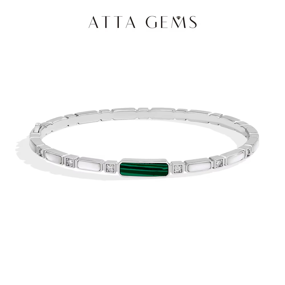 Luxury Synthetic Malachite Moissanite Bracelet 2025New Bangle for Women Men 925 Sterling Silver Engagement Jewelry Gift