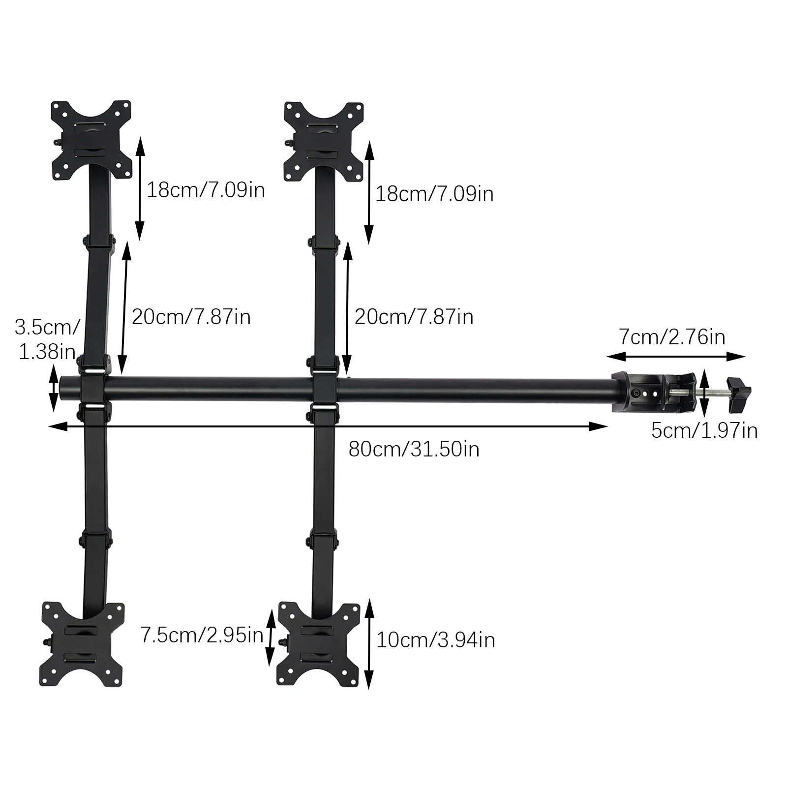 Quad LCD Monitor Desk Mount Stand Heavy Duty Fully Adjustable 4 Screens Upto 27"