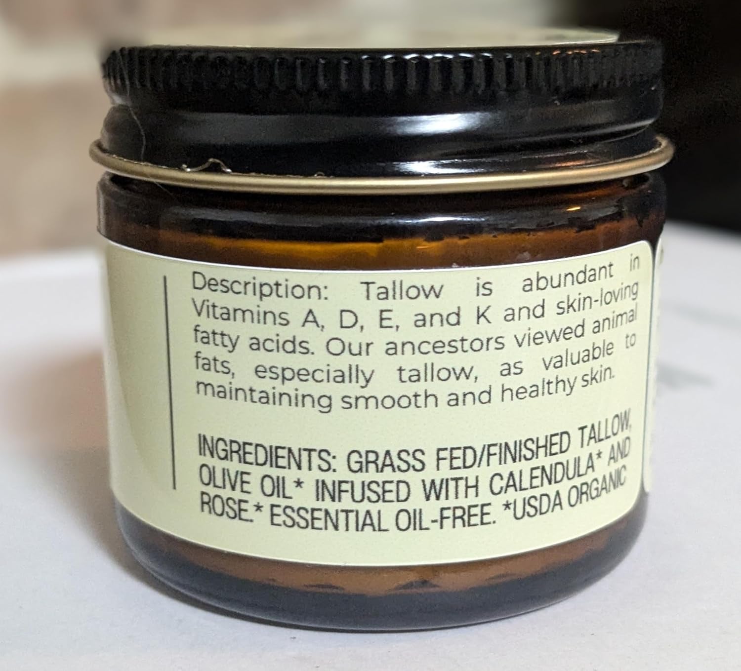 Handmade Whipped Tallow Balm (Unscented/Herb-Infused) - Organic Body Butter with Infused Olive Oil, for Eczema, Rosacea, Baby - 1.3 Oz