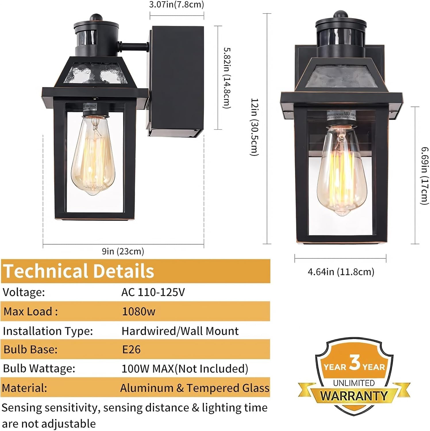 Porch Lights with GFCI Outlet, Dusk to Dawn Outdoor Lights with Outlet, 3 Lighting Modes Exterior Light Fixture Waterproof, outside Lights for House Front Door Patio Garage