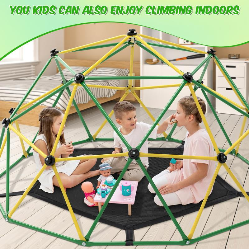 Bearbro 10Ft Climbing Frame Swing Set with Saucer Swing,Included Hammock(Blue and Green Not Included), Jungle Gym for Kids Outdoor Backyard, Supports 800Lbs, Easy Asssembly, Rust-Resistant