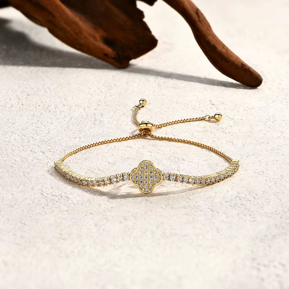 Luxury Full Moissanite Diamond Tennis Bracelets D VVS1 925 Sterling Silver Gold Plated for Women Wedding Jewelry 16+8Cm