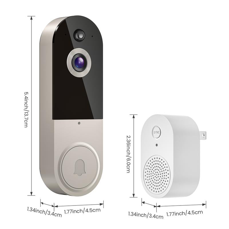 1080P Video Doorbell Camera Wireless with Chime, Smart AI Human Detection, 2-Way Audio, FHD Live View, 2.4G Wifi Only, Night Vision, Cloud Storage, Battery Powered, Wire-Free, Indoor Outdoor Surveillance Cam for Home Security System