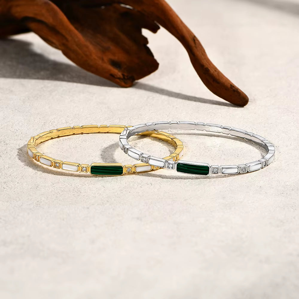 Luxury Synthetic Malachite Moissanite Bracelet 2025New Bangle for Women Men 925 Sterling Silver Engagement Jewelry Gift