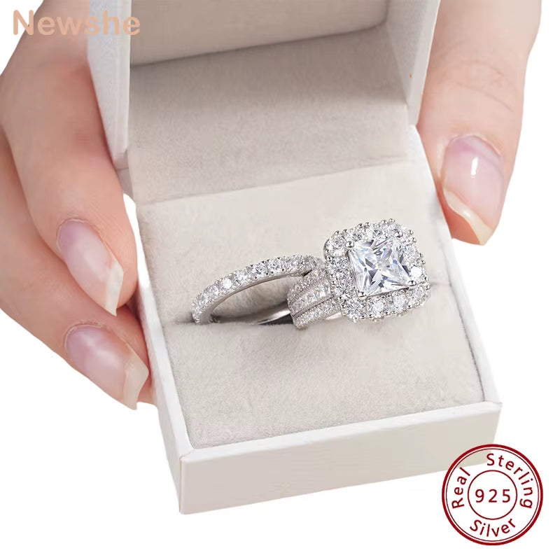 Luxury Moissanite Wedding Rings Set for Women GRA Certified 925 Sterling Silver D Color VVS1 Bridal Ring Jewelry