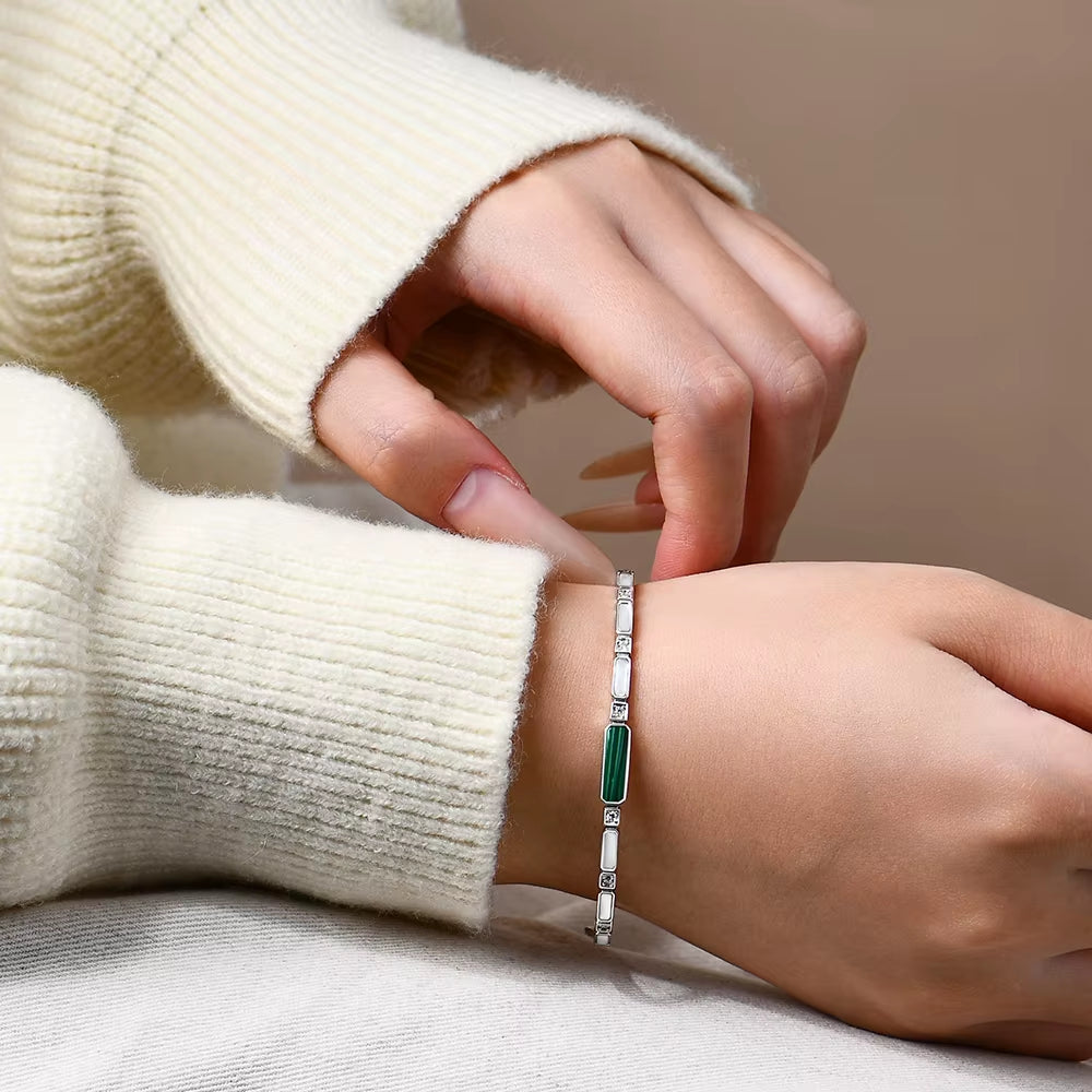 Luxury Synthetic Malachite Moissanite Bracelet 2025New Bangle for Women Men 925 Sterling Silver Engagement Jewelry Gift