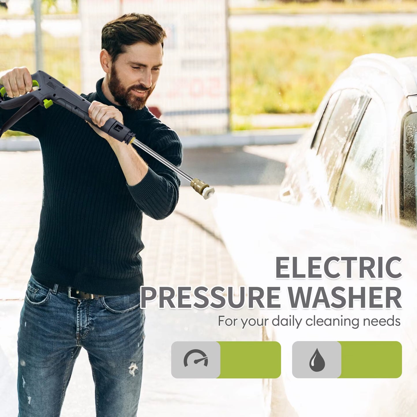 Foam cannon included with electric pressure washer
