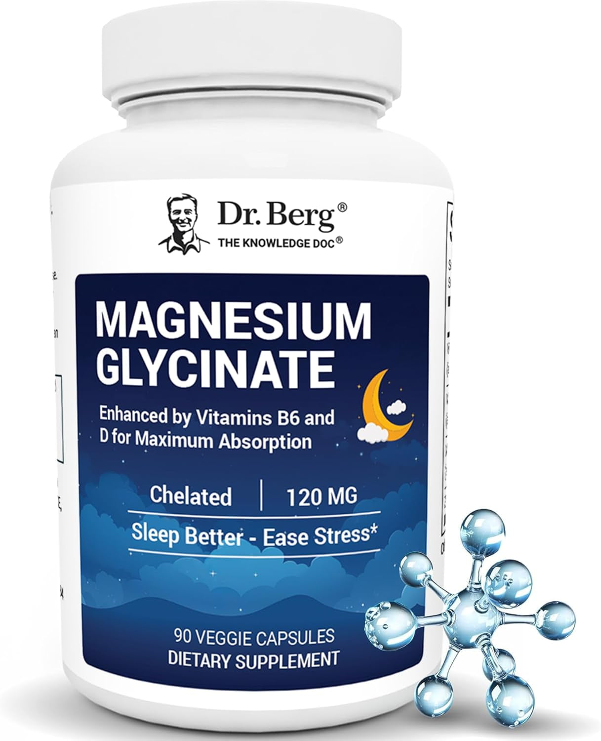 Dr. Berg Maximum Strength 4-In-1 Chelated Magnesium Glycinate with Clean, Potent & Pure Ingredients | 4X Lab-Tested & Verified | USA Formulated Magnesium Supplement Capsules | 150 Capsules