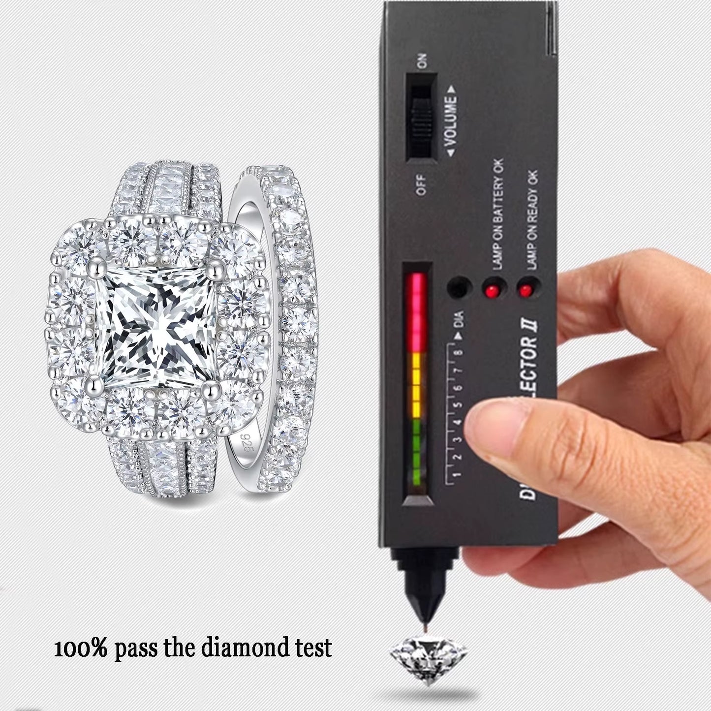 Luxury Moissanite Wedding Rings Set for Women GRA Certified 925 Sterling Silver D Color VVS1 Bridal Ring Jewelry