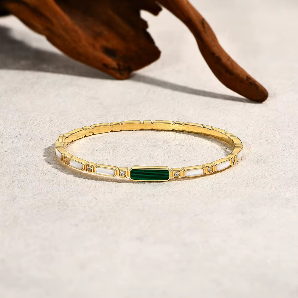 Luxury Synthetic Malachite Moissanite Bracelet 2025New Bangle for Women Men 925 Sterling Silver Engagement Jewelry Gift