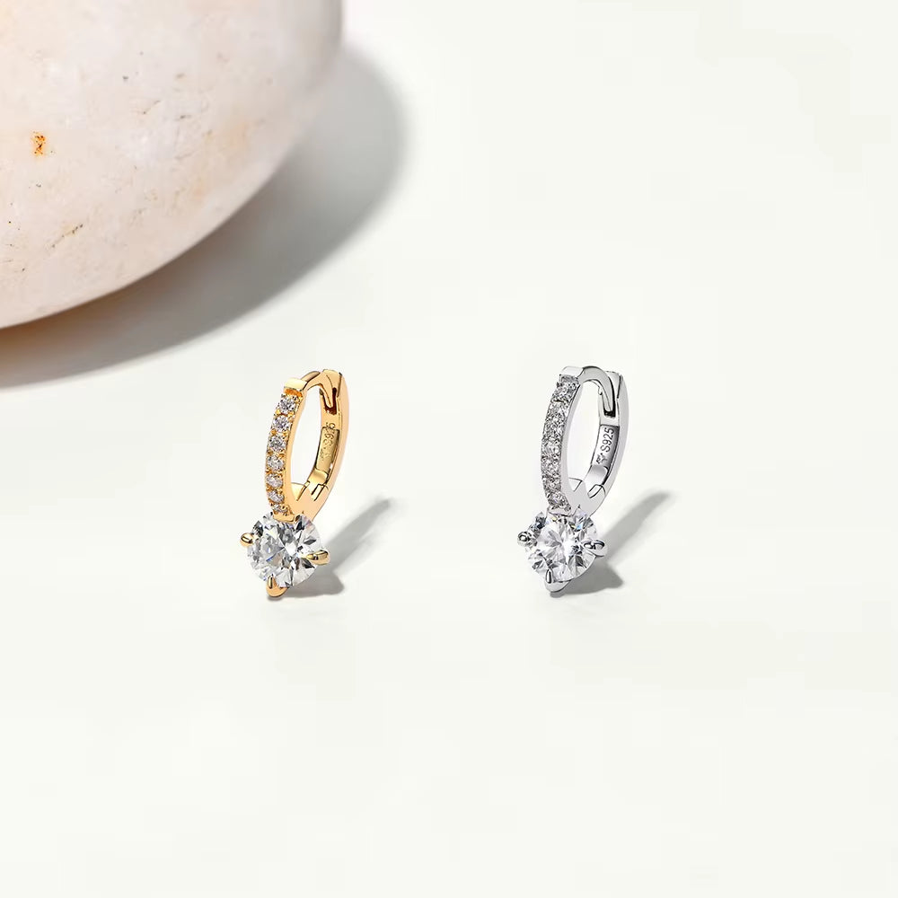 Full Moissanite Diamond Earring S925 Sterling Silver Gold Plated 4-Claws Eardrop for Women Wedding Jewelry High Quality
