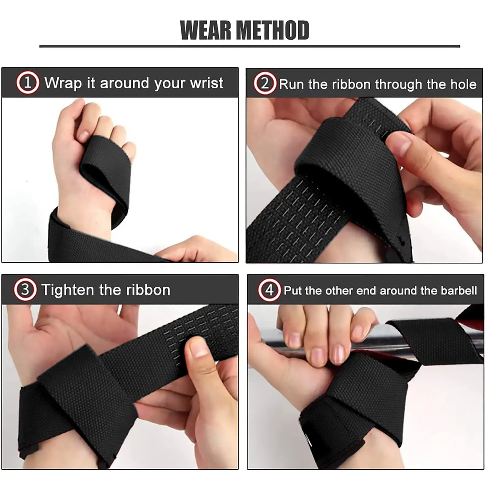 Demonstration of weight lifting straps how to use for deadlifts