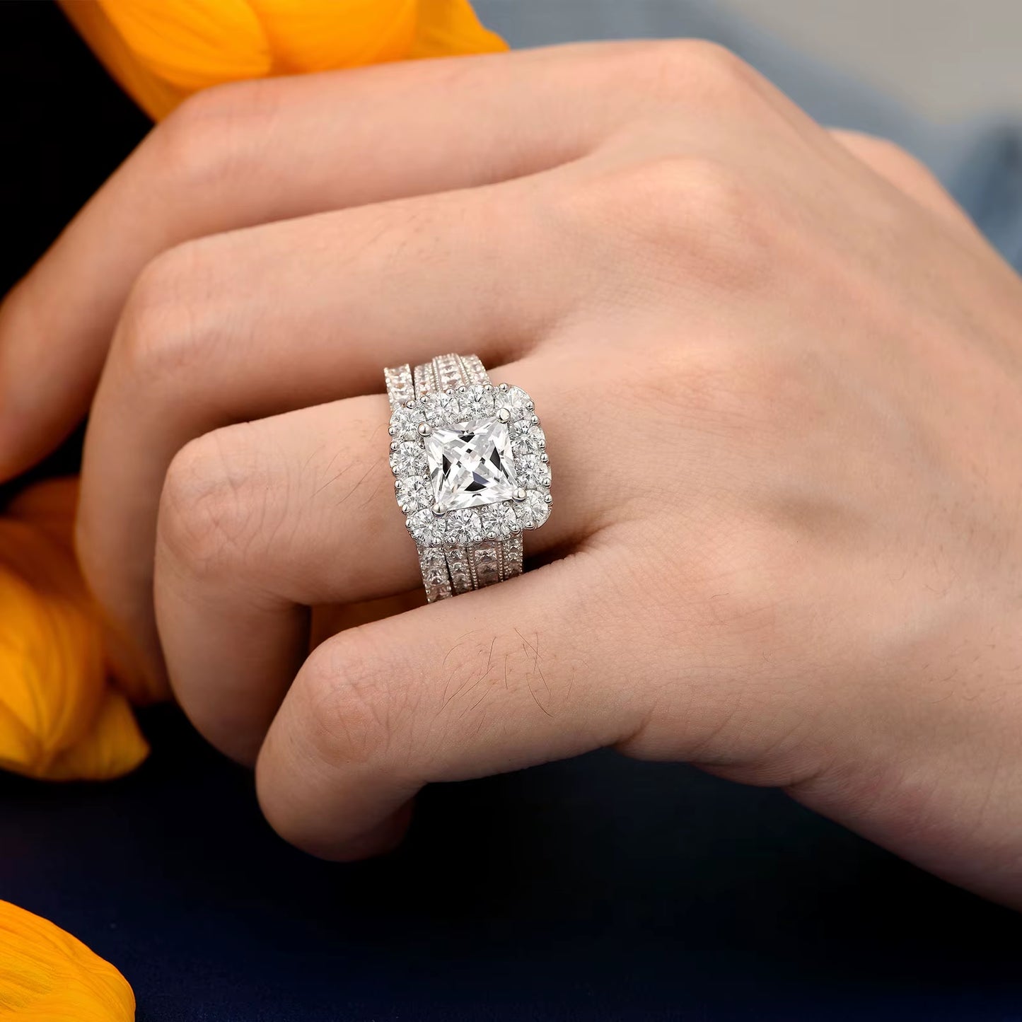 Moissanite wedding rings sterling silver 925