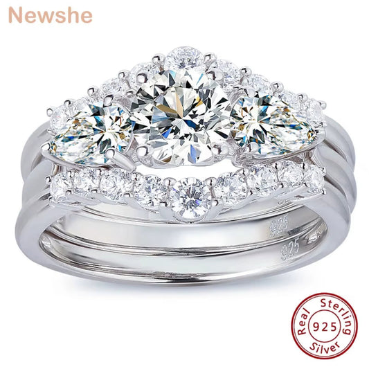 Pear cut engagement ring set in sterling silver with simulated diamond.