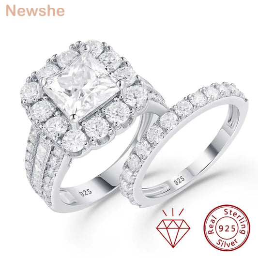 Princess cut moissanite engagement ring set