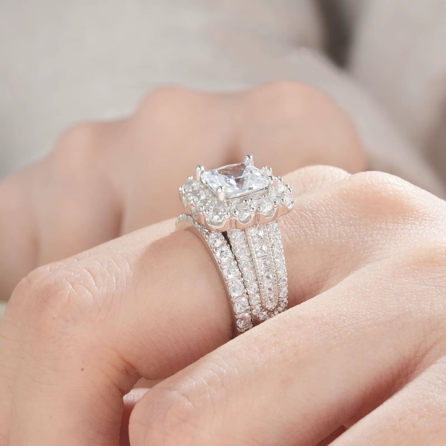 Princess cut moissanite wedding engagement rings